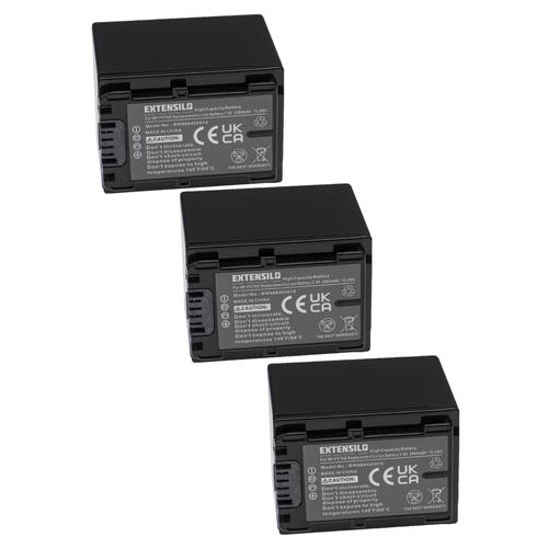 EXTENSILO 3x Batteries compatible avec Sony PXW-X70 appareil photo, reflex numérique (2060mAh, 7,4V, Li-ion)