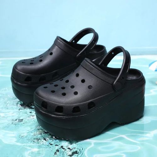 Sandales Super Hautes De 10cm Pour Femmes' Pantoufles D'été Sandales Plateforme Extérieur 2 Optiques Pantoufles De Plage De Rue Tongschaussures De Jardin