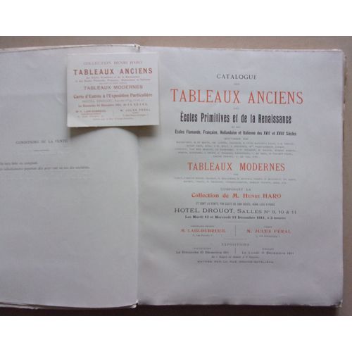 Catalogue Des Tableaux Anciens Des Ecoles Primitives Et De La Renaissance Et Des Ecoles Flamande, Francaise, Hollandaise Et Italienne Des Xviie Et Xviiie Siecles. - Henri Haro 1911