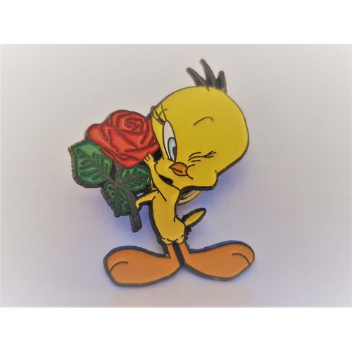 Pins Titi Avec Une Rose / Looney Tunes / Signé Warner Bross