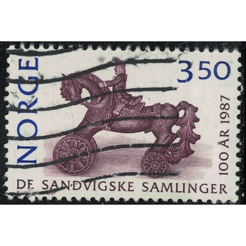 Norvège 1987 Oblitéré Used Les Collections Sandvig Cheval Et Cavalier Sculpture Y&t No 928 Su
