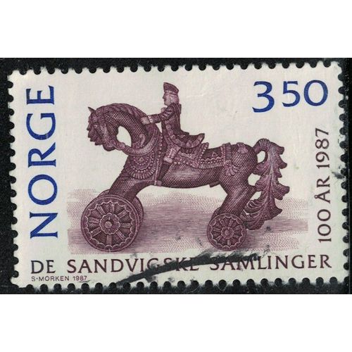 Norvège 1987 Oblitéré Used Les Collections Sandvig Cheval Et Cavalier Sculpture Y&t No 928 Su