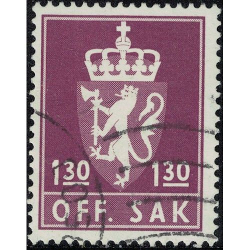 Norvège 1981 Oblitéré Used Armoiries Off. Sak 1,30 Ore Lion Héraldique Lilas Rougeâtre Foncé Y&t No S108 Su