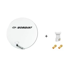 Antenne Parabole Fibre SMC 60 cm Beige WORLDSAT + LNB Single 0,1 dB Full HD 1080p 4K Ultra HD + 2 Fiches F Or - Visserie en Inox