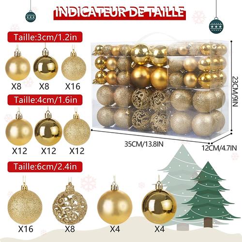 100 Pcs Christmas ball Ø3 / 4 / 6cm Gold Christmas ball, Christmas decoration ball Christmas ball package Bright Matte Rose Christmas box