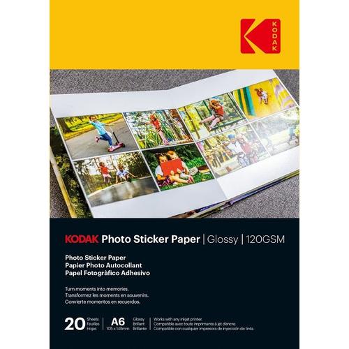 Kodak Photo Sticker Paper A6 X20 | Gloss 120gsm - - 8.5'x11'