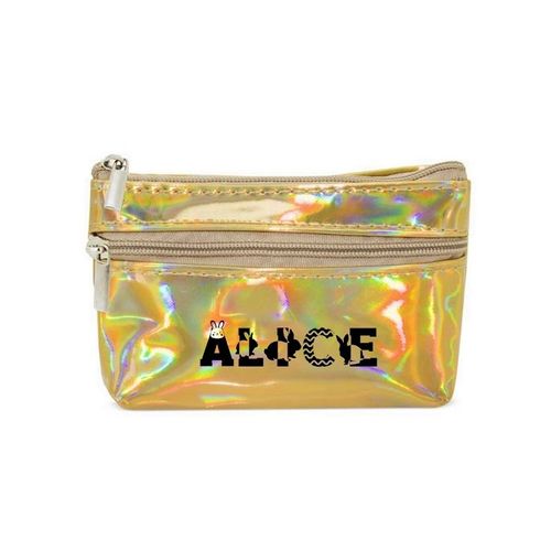 Porte monnaie holographique dore pochette prenom lapin