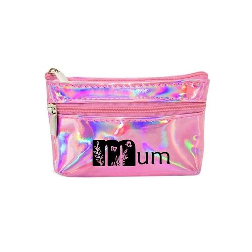 Porte monnaie holographique rose pochette prenom jardin de fleur