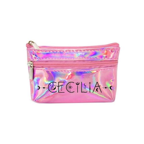 Porte monnaie holographique rose pochette prenom signe astrologique