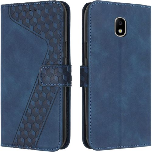 Coque Pour Samsung Galaxy J3 2017, Étui Housse Protection En Cuir Pu [Pochette De Portefeuille] [Magnétique], Antichoc Etui À Rabat Pour Samsung J3 2017 (Bleu)