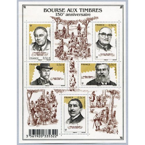 France 2010, Très Beau Bloc Feuillet Neuf** Luxe Yvert 4447, Timbres 4447 4448 4449 4450 4451, 150ème Anniversaire De La Bourse Aux Timbres.