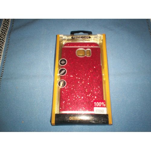 Coque Silicone Samsung Galaxy S7 Edge Rouge Pailletée Métallisée