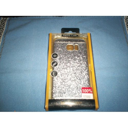 Coque Silicone Samsung Galaxy S7 Edge Argentée Pailletée Métallisée