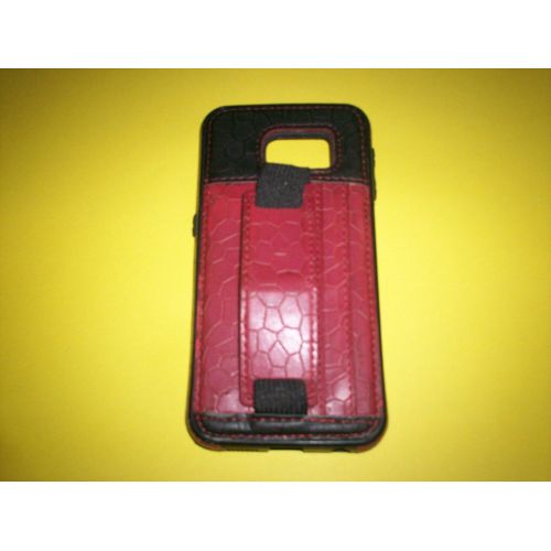 Coque Arrière Samsung Galaxy S7 Rouge Et Noire Imitation Peau De Crocodile