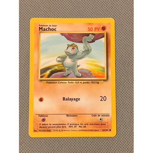 Carte Pokémon 52/102 Machoc 50 Pv Set De Base Fr 1995