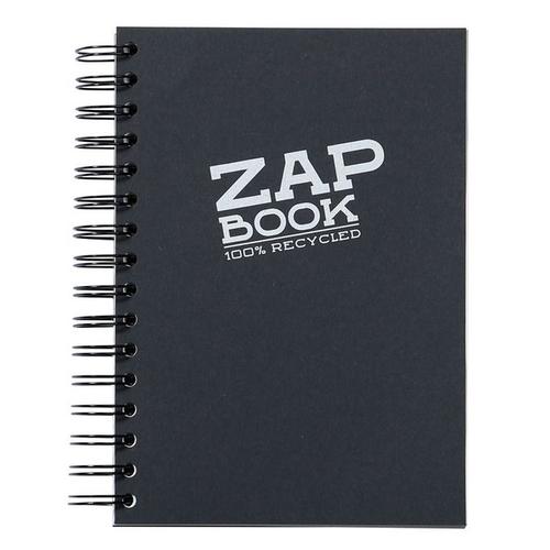 Bloc Papier Zap Book Spiralé Grand Côté 160 Feuilles 80g Sur M² A5 Noir Naturel