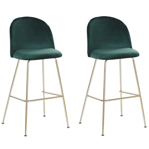 Tabouret De Bar Set De 2 Velours Vert Émeraude Arcola