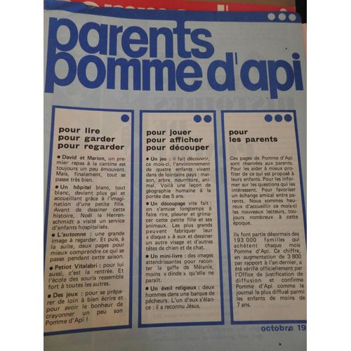 Pomme D'api N° 92 Supplement Parents