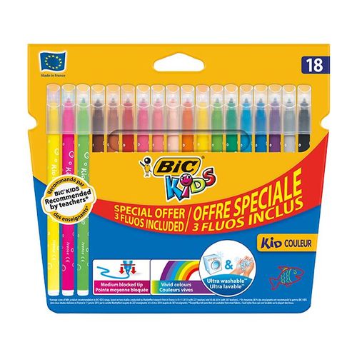 Feutre Kids Couleur Pochette De 18 + 3 Fluos