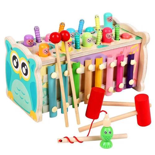 Jouet De Martelage En Bois Avec Xylophone Chasse Taupe Jeu Cadeau Pour Garçons Et Filles De 2 À 6 Ans? Montessori Bébé