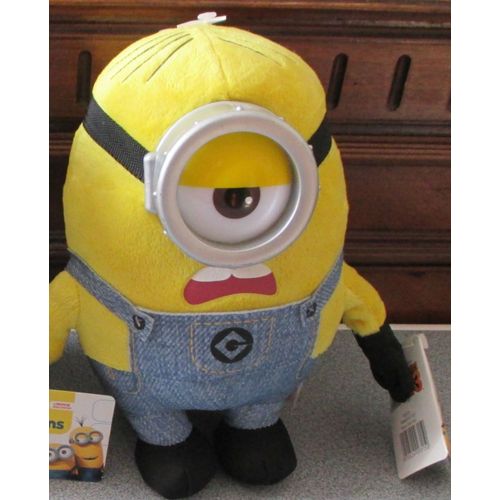 Peluche Minion Stuart Avec Hublot - Hauteur 25cm Environ - Despicable Me3 Illumination - Avec Toutes Ses Étiquettes
