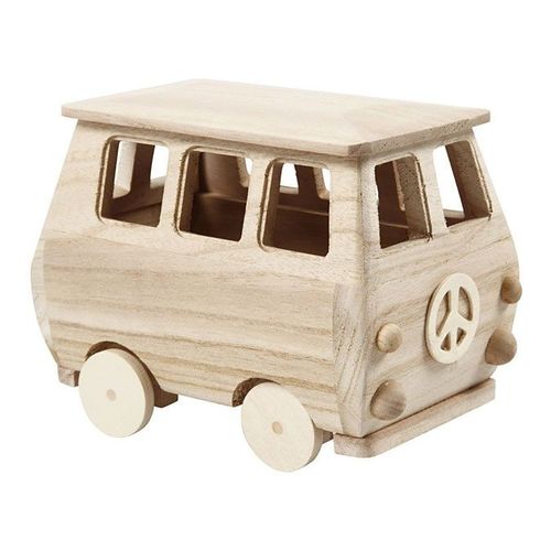 Minibus En Bois 17 X 10 X 13 Cm