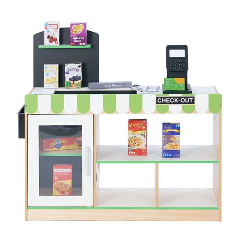 Caisse Énregistreuse Électronique Marchande Supermarché Avec 26 Accessoires En Bois Austin Pour Enfants Teamson Kids Td-13206b