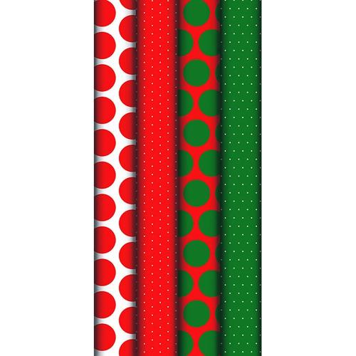 Papier Cadeau Pois Rouge Vert Rouleau 2 X 0,7 M