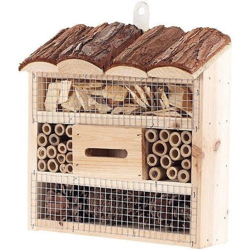 Hôtel À Insectes Pour Jardin - Royal Gardineer - Modèle Marie - Bois Brut - 20x20x7 Cm