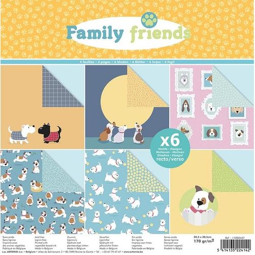Papier Family Friends Chiens 30 X 30 Cm 170 G Sur M² Set 6 Feuilles