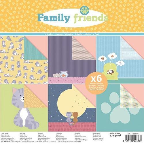 Papier Family Friends Chats 30 X 30 Cm 170 G Sur M² Set 6 Feuilles