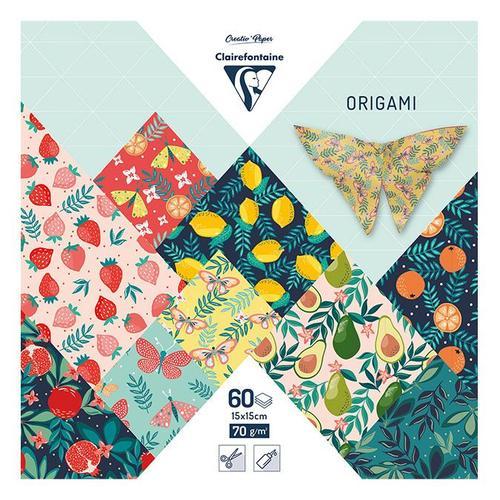 Papier Origami Jardin Fruité 60 Feuilles 15 X 15 Cm