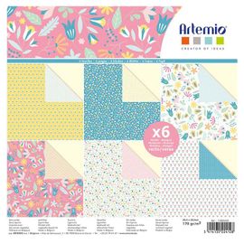 Papiers Assortis Motifs De Fleurs 6 Feuilles 30 X 30 Cm