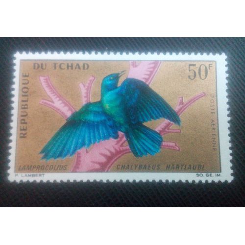 Timbre Tchad Y T Pa 30 Starling À Oreilles Bleues Plus Grande (Lamprocolius Chalybaeus Hartla 1967 ( 051106 )