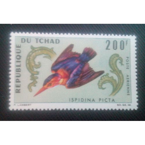 Timbre Tchad Y T Pa 32 Africain Pygmy - Kingfisher (Ispidina Picta) 1966 ( 051106 )