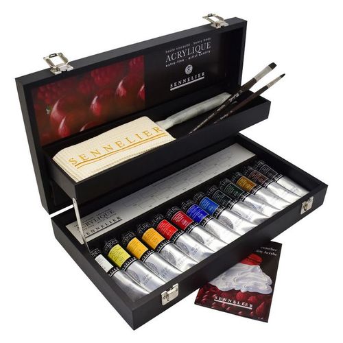 Peinture Acrylique Extra,Fine Coffret Bois Noir 13 X 60 Ml