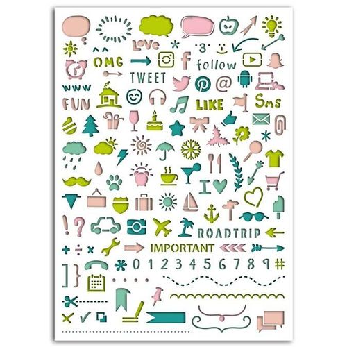 Pochoir Icônes Bullet Journal 15 X 21 Cm