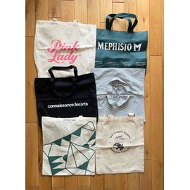 6 Sacs en tissus pubicitaires  écolo de Marques différentes - Tailles différentes