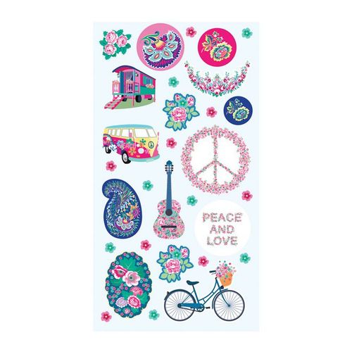 Stickers Puffies Flower Power Peace Et Love