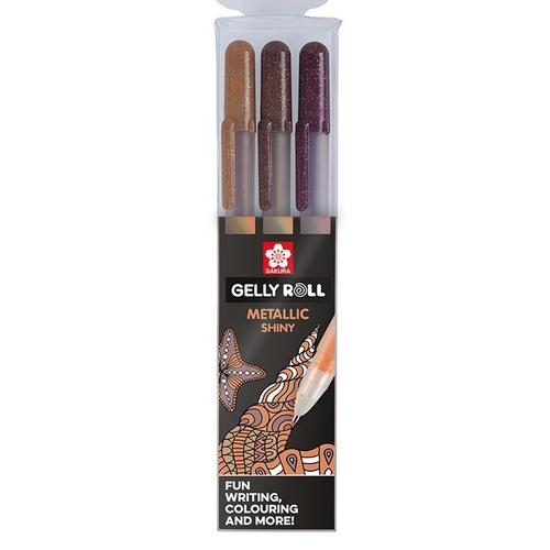 Stylo Gel Gelly Roll 3 Couleurs Set Metallic Nature Terre