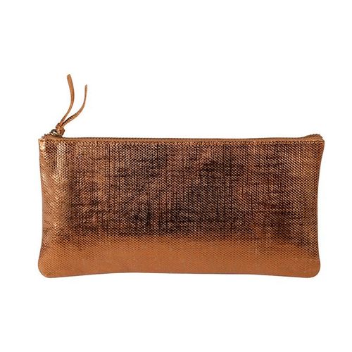 Trousse En Cuir Bronze 22 X 11 Cm