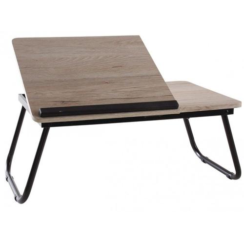 Table Pliable Pour Ordinateur Portable En Bois Et Métal Laqué Noir