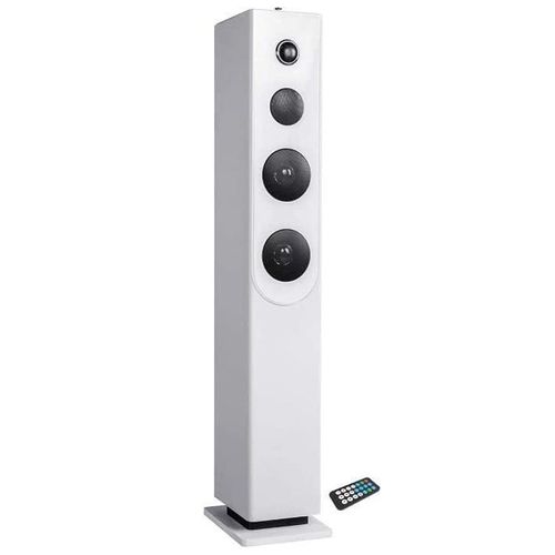 Tour de son HP33-CD-WHITE avec lecteur CD, Bluetooth, FM et USB, 100W + télécommande
