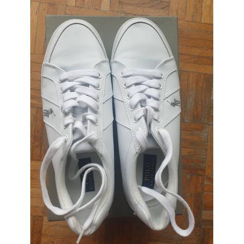 Polo Ralph Lauren 44 Chaussures Baskets  Sneakers Homme Cuir White Blanc