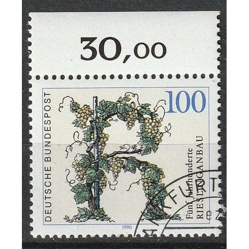 Allemagne, Timbre Oblitéré. Vigne Riesling. Rieslinger Viticulture 1990 N° 1278