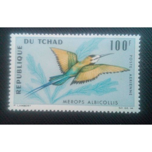 Timbre Tchad Y T Pa 31 Guêpier À Gorge Blanche (Merops Albicollis) 1966 ( 051106 )