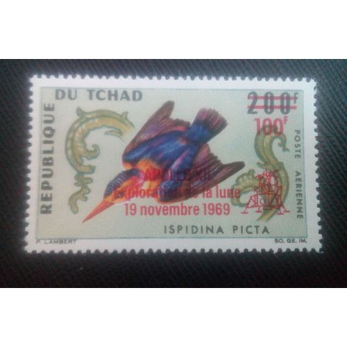 Timbre Tchad Y T Pa 67 Martin-Pêcheur Pygmée D'afrique (Ispidina Picta) - Surcharge 1970 ( 051106 )