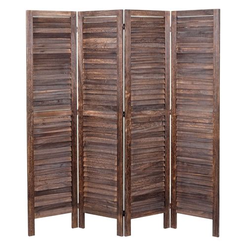 Paravent Hwc-G30, Cloison De Séparation, Pare-Vue, Brise-Vue, Style Shabby Chic, 170x160cm   Marron