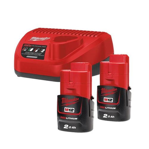 Pack énergie 12V (2x2.0 Ah) avec chargeur M12 NRG-202 - MILWAUKEE 4933459209