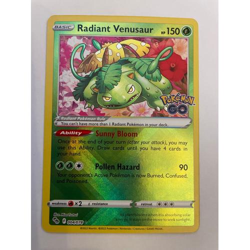 Radiant Venusaur - 004/078 - Pokemon Go - Carte Pokemon Brillante :  : Jeux et Jouets
